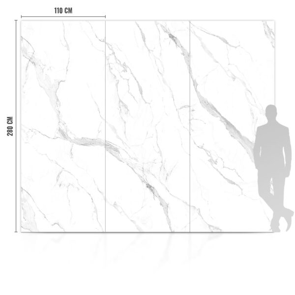 8621 SPC Carbon Carrara Polished Panel 280x112x0.5 cm